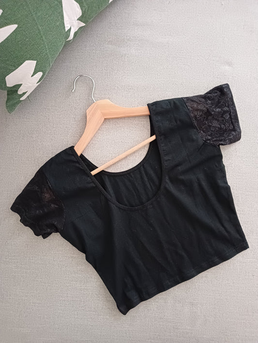 Black colour stretchable blouse