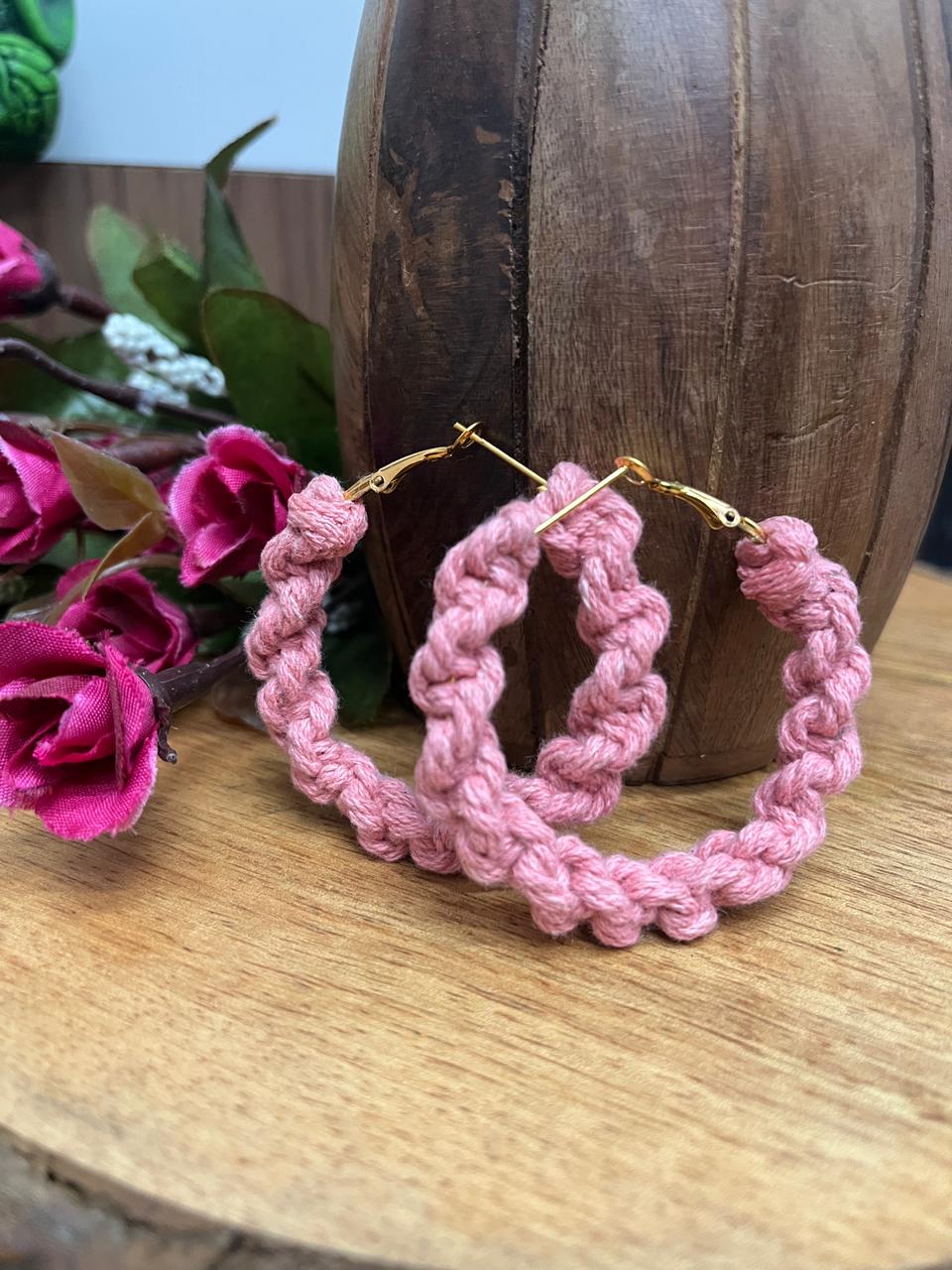 Ohrringe - Pink Loop Macrame Art Earrings