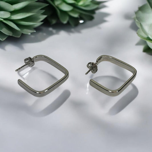 Silver Earrings - Square