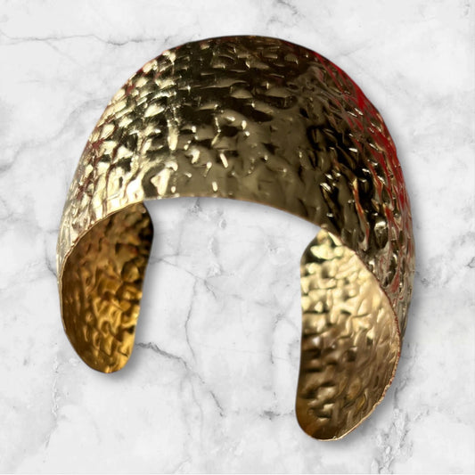 Bracelets - Hammered Gold Tone Statement Cuff