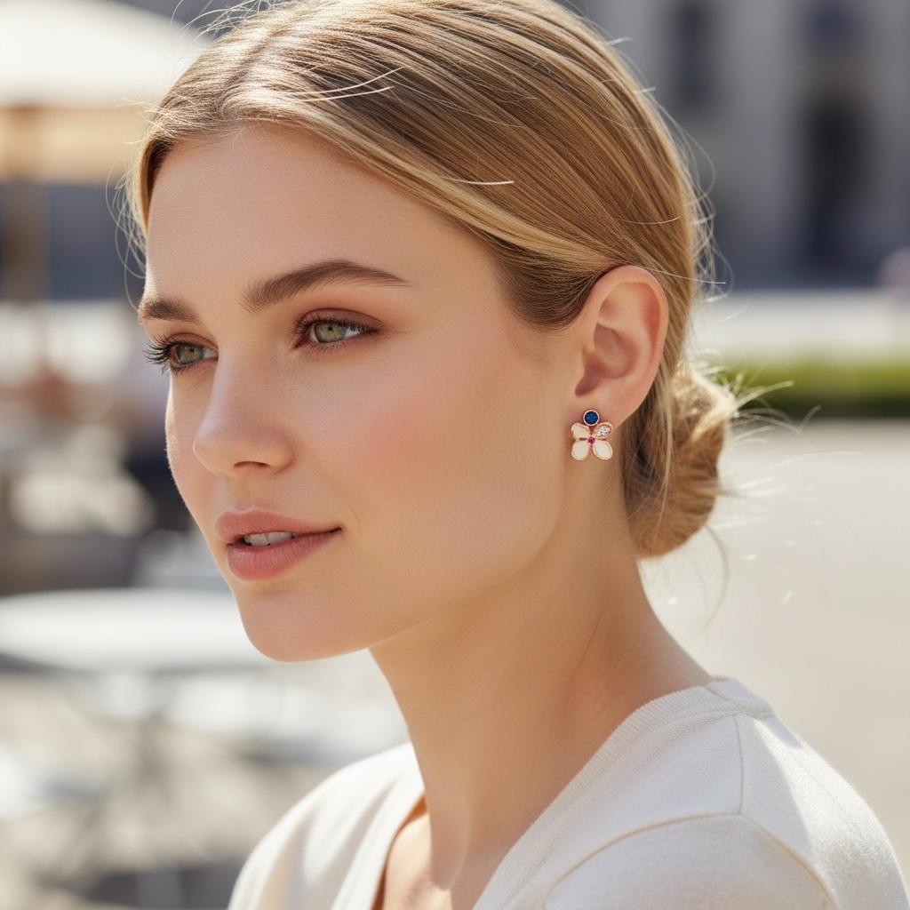 Earrings - Floral Enamel Studs