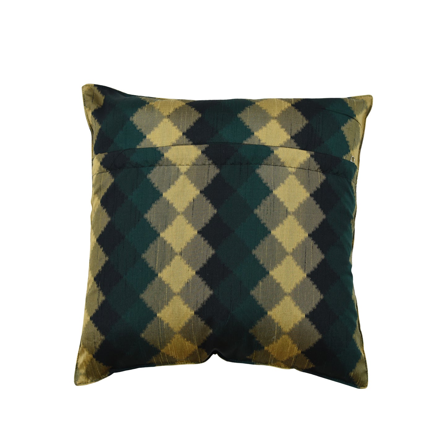 Seide Kariert Tannengrün und Natur Farbe Kissenhülle