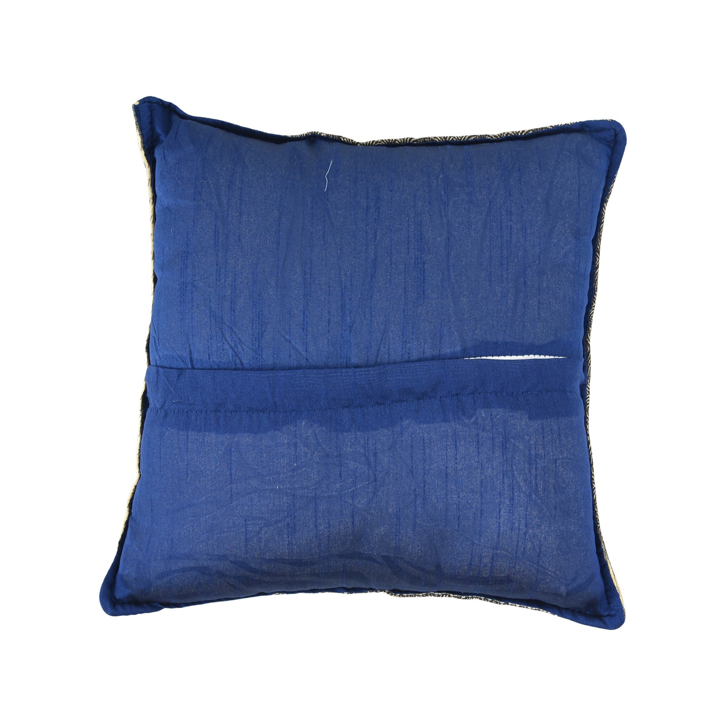 Jutefaser Kissenhülle mit Blattmuster in Blau Farbe