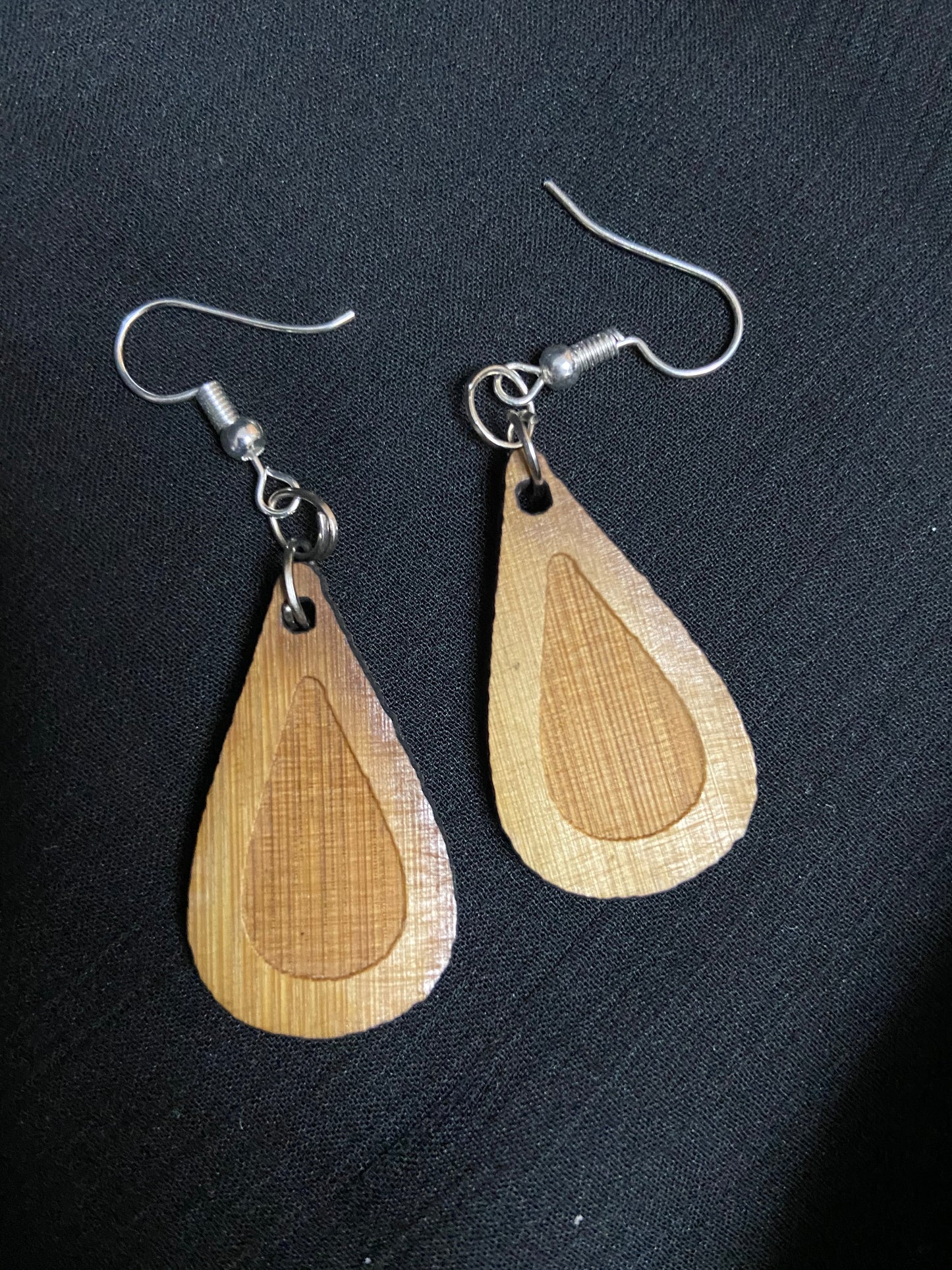 Drop shaped bamboo earrings