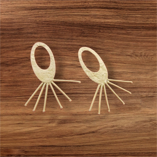 Oval shape with sun rays brass earring