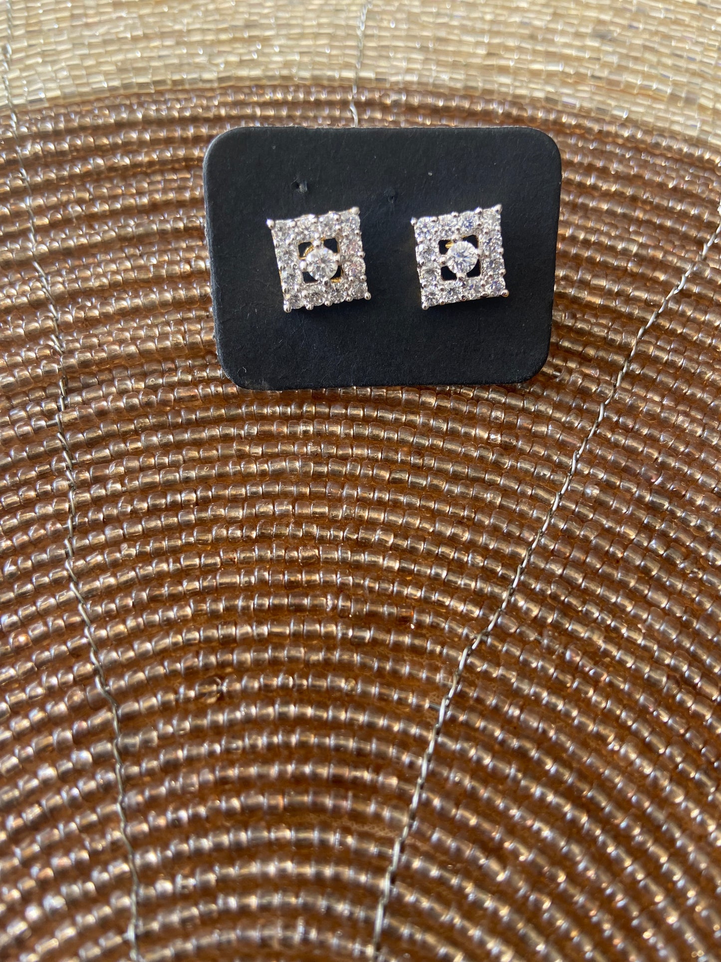 Square stud earring with faux stones
