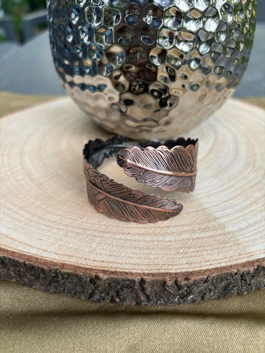 Messing-Armbänder - Kupferfarbenes Armband mit Blattmotiv