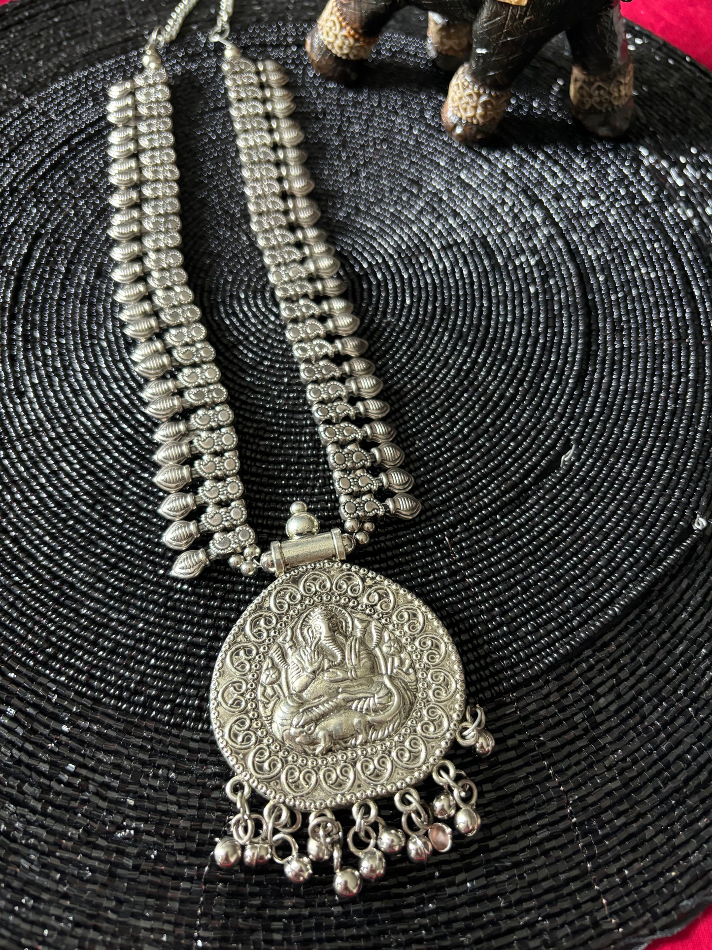 Ganesha - long oxidized necklace