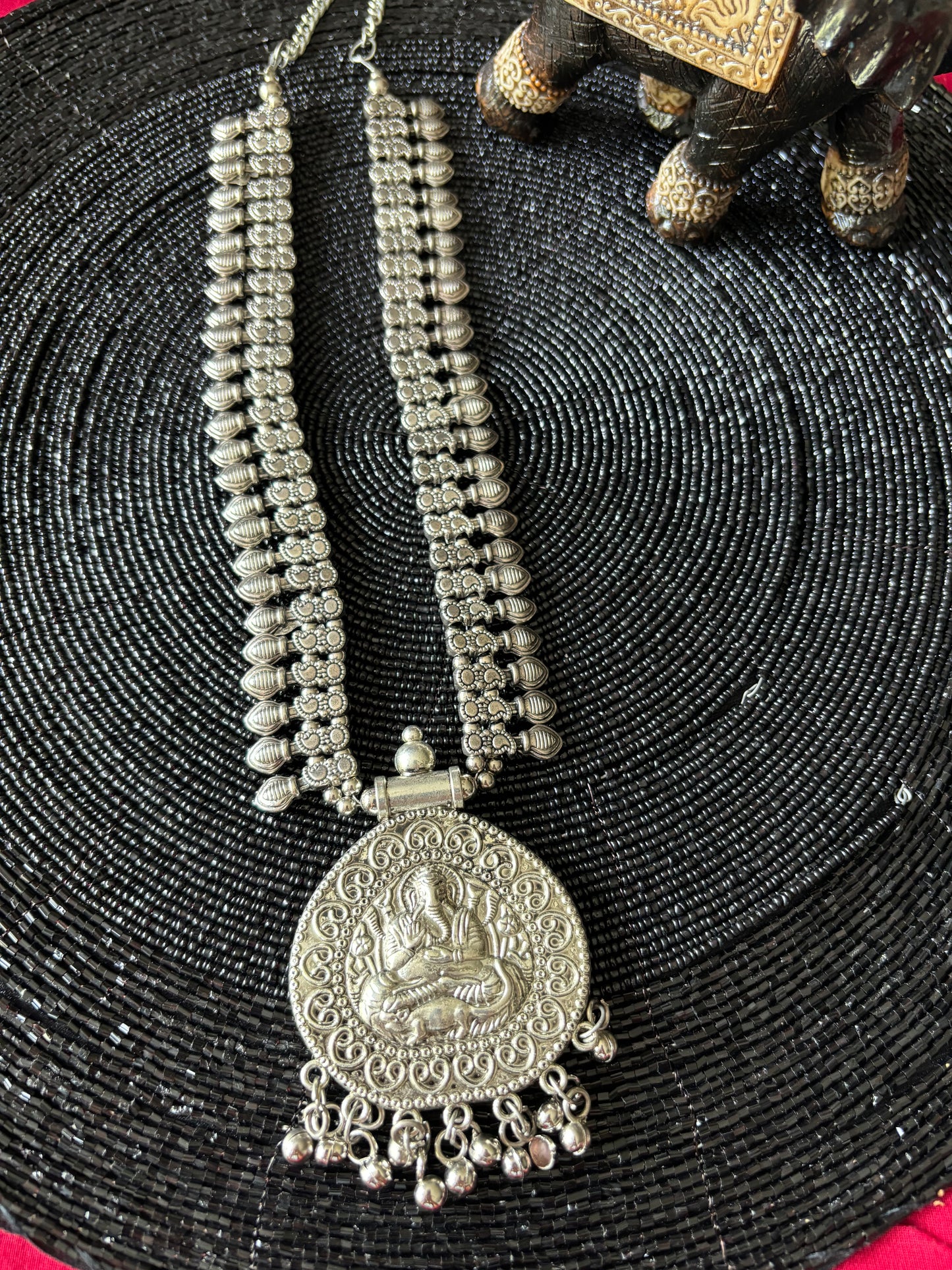 Ganesha - long oxidized necklace