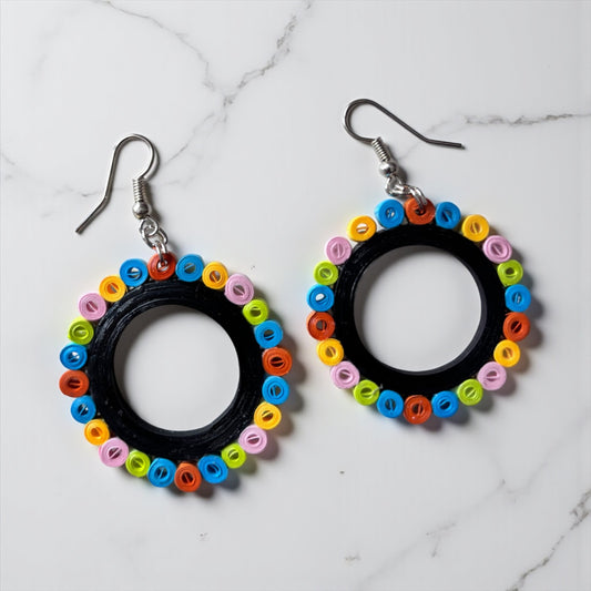 Earrings - Confetti Halo Hoops