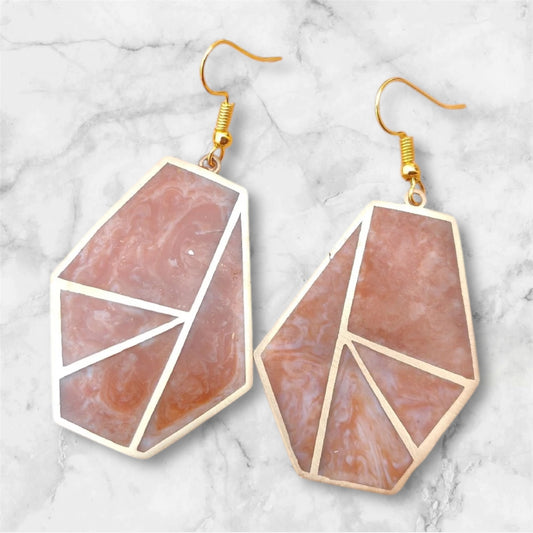 Ohrringe - Resin - Geometric, Brown