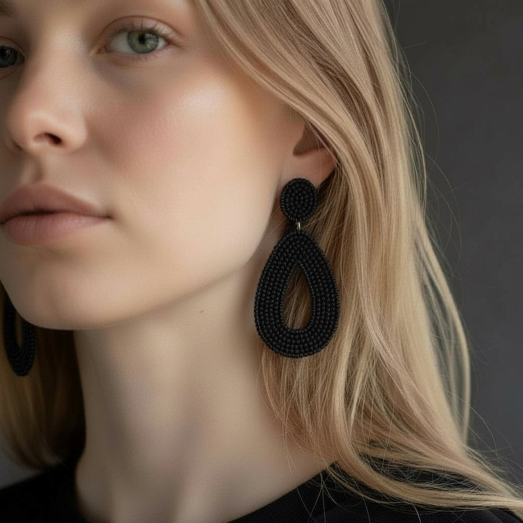 Earrings - Black Tear Drop