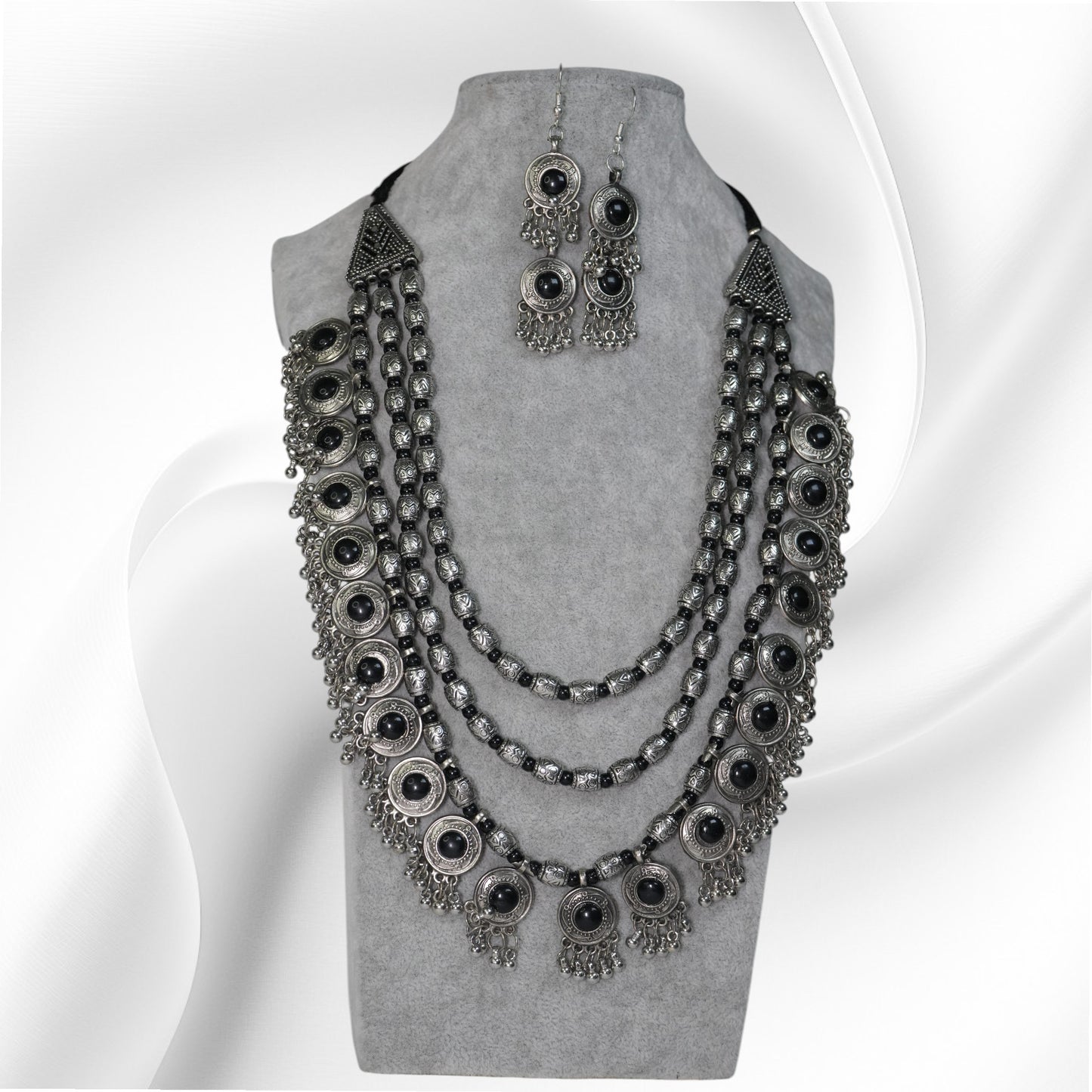 Oxidised Necklace - Banjaran Bloom in Black