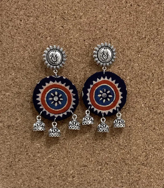 Ohrringe - Blue Ajrakh Round Earring