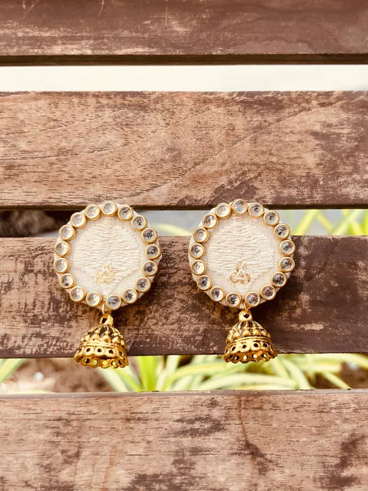 Ohrringe - Off White Kundan Dangle