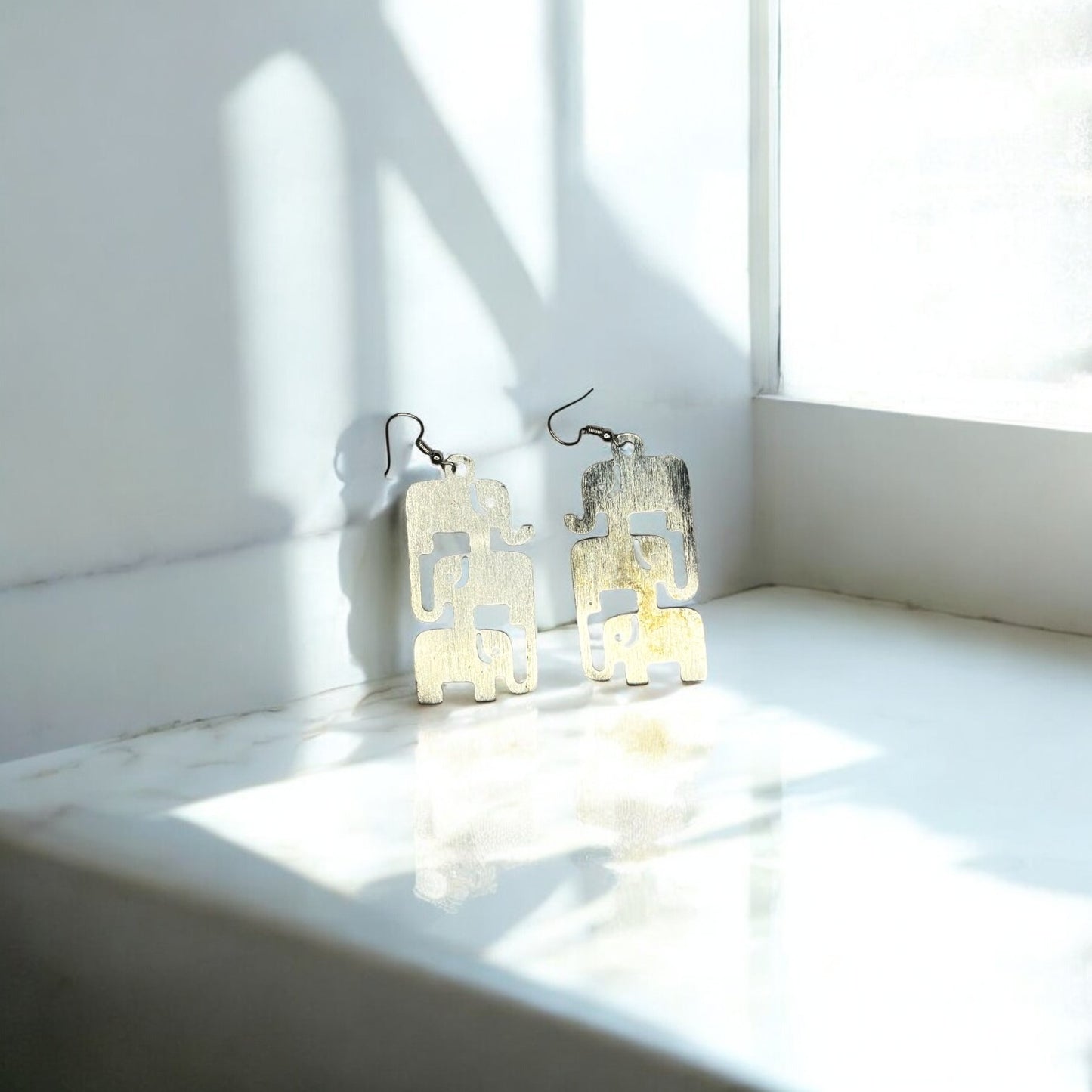 Earrings - Elephant Family (Silver Colour)