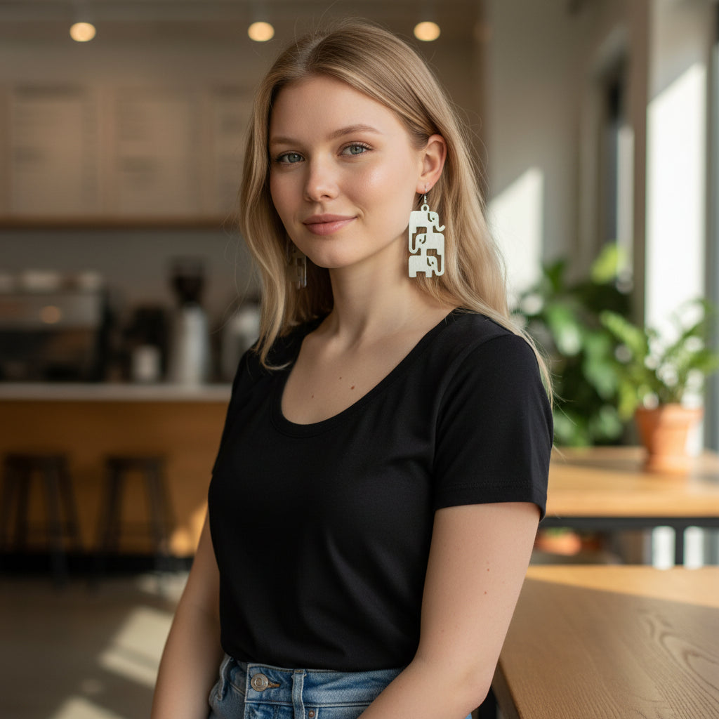 Earrings - Elephant Family (Silver Colour)