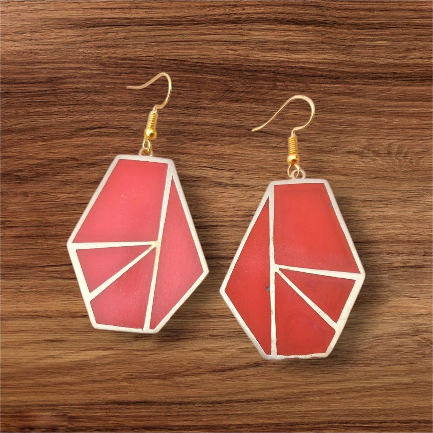 Ohrringe - Resin - Geometric, Orange