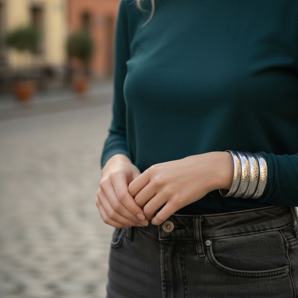 Bracelet- wide hammered open cuff