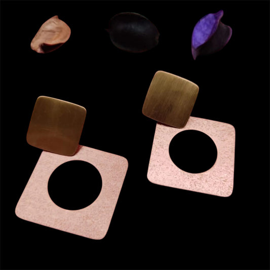 Earrings - Square & Circle Drops