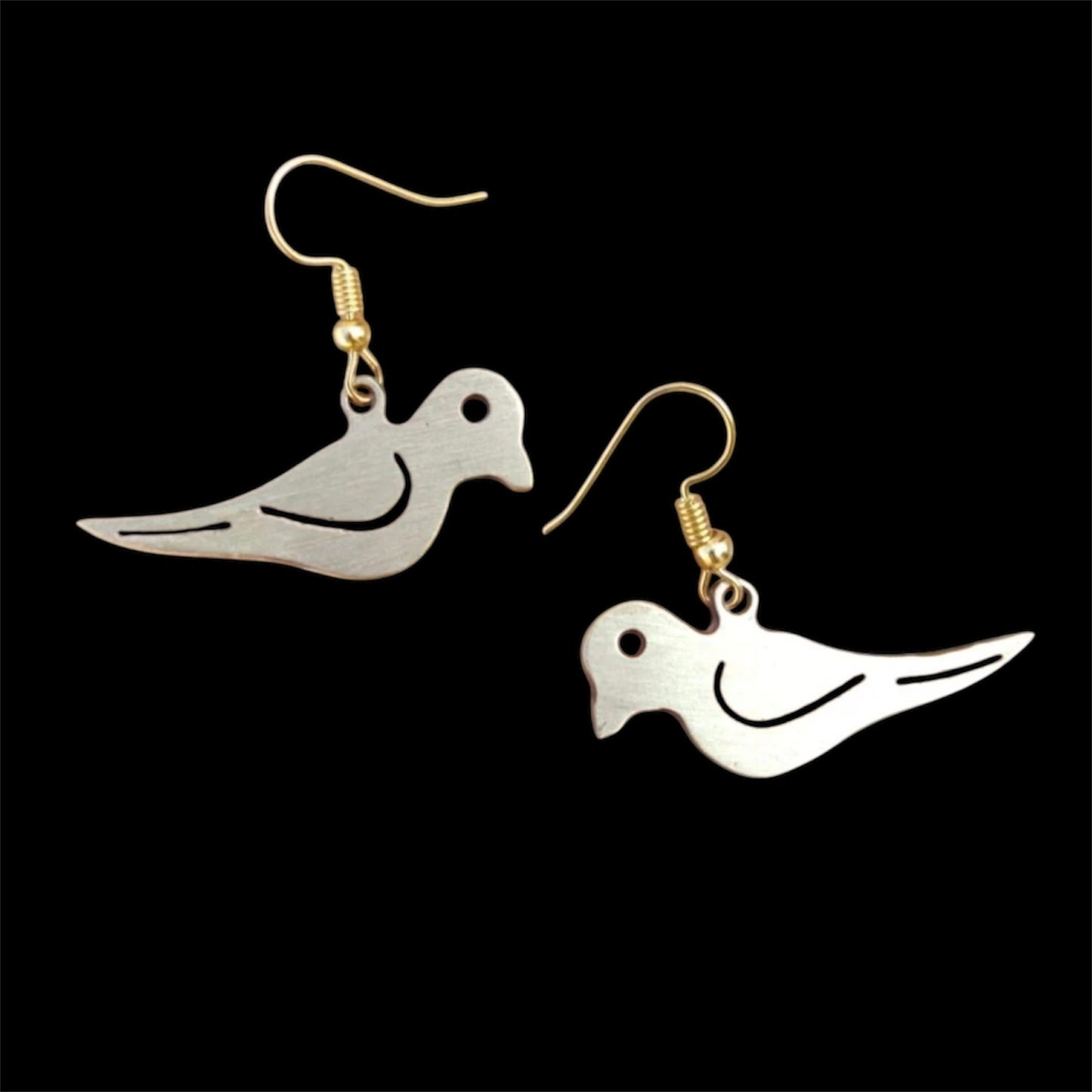 Ohrringe - Messing, Vögel in goldener Farbe