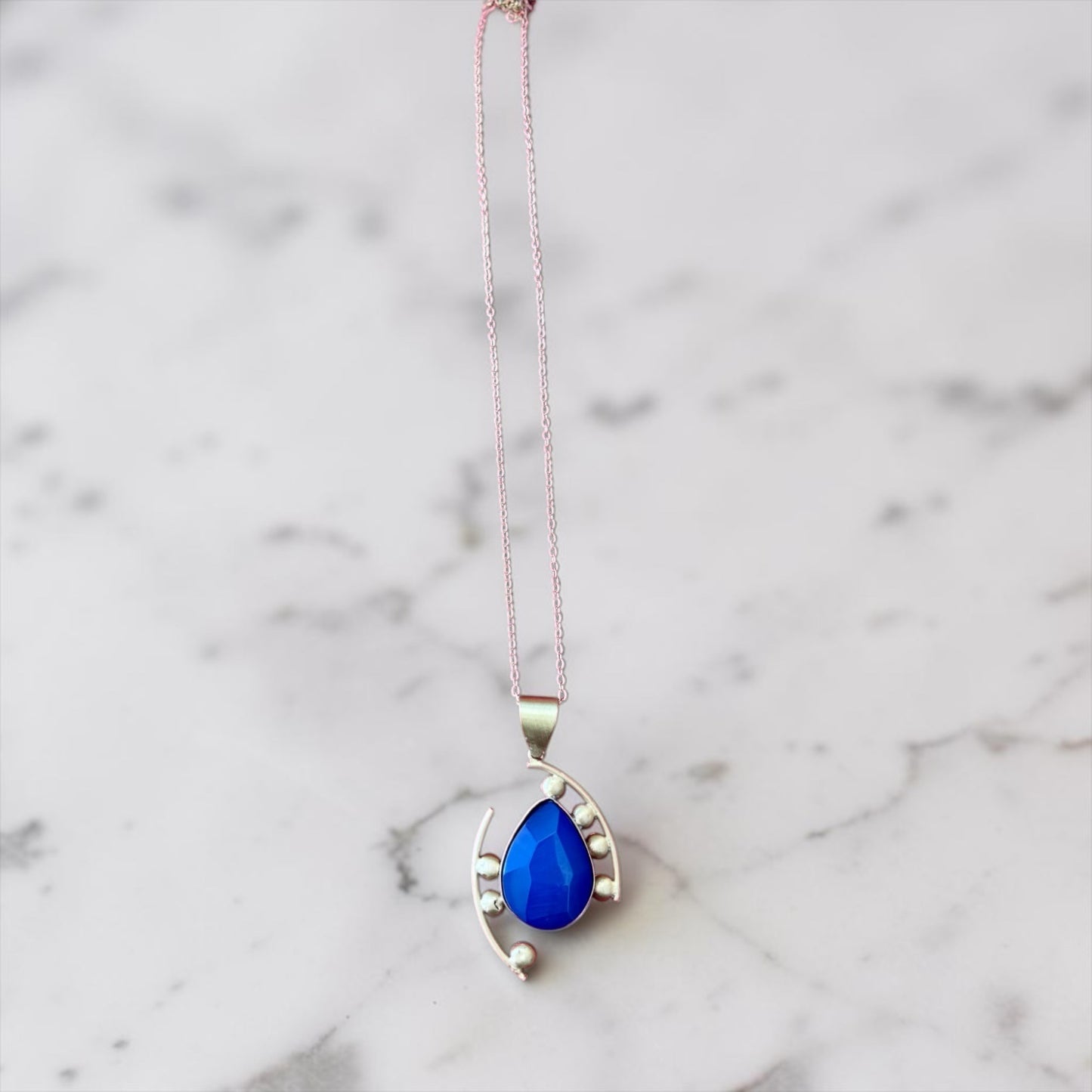 Statement Necklace - Midnight Blue Teardrop
