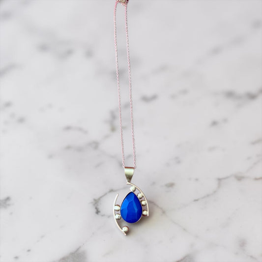 Statement Necklace - Midnight Blue Teardrop