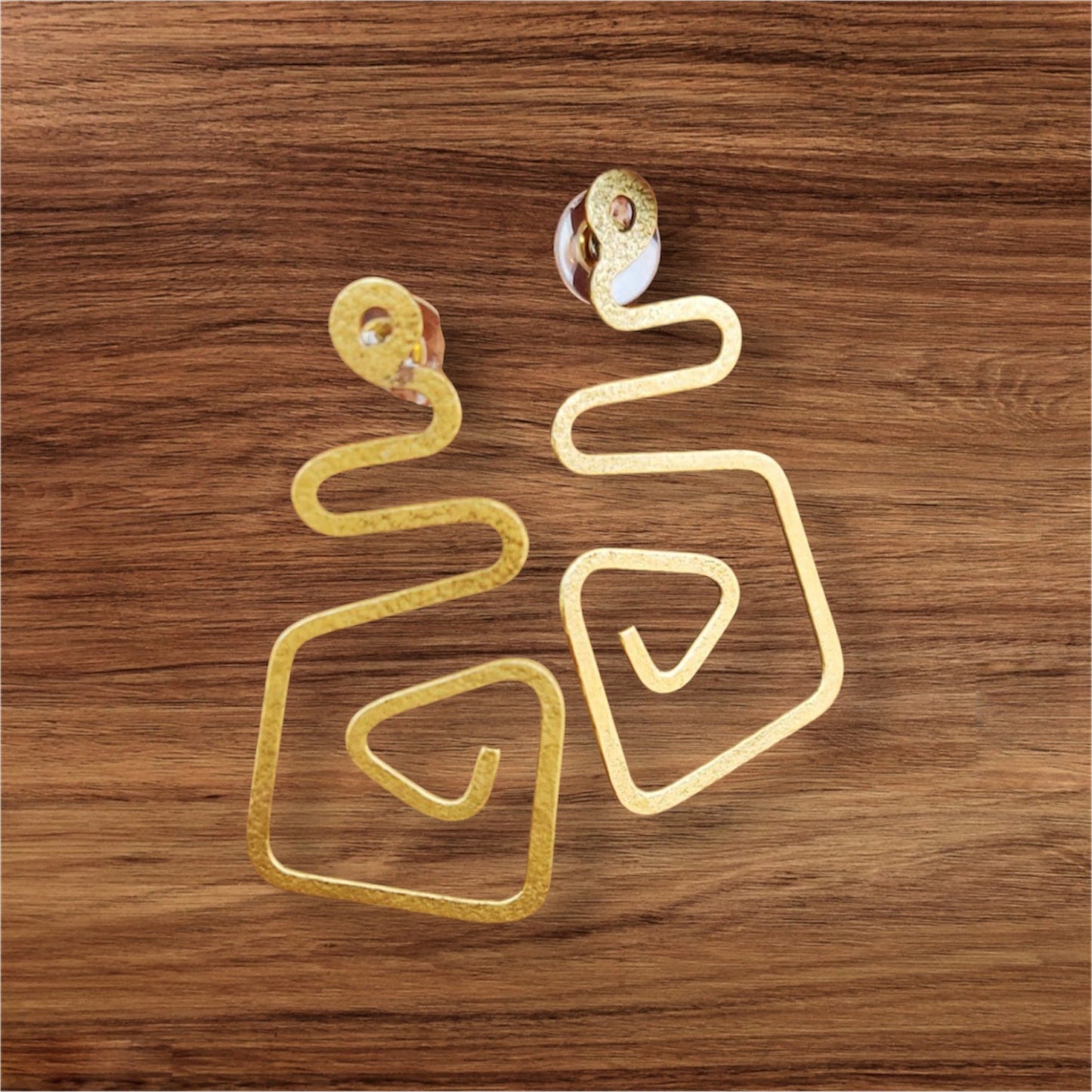 Earrings - Spiral Square Drops