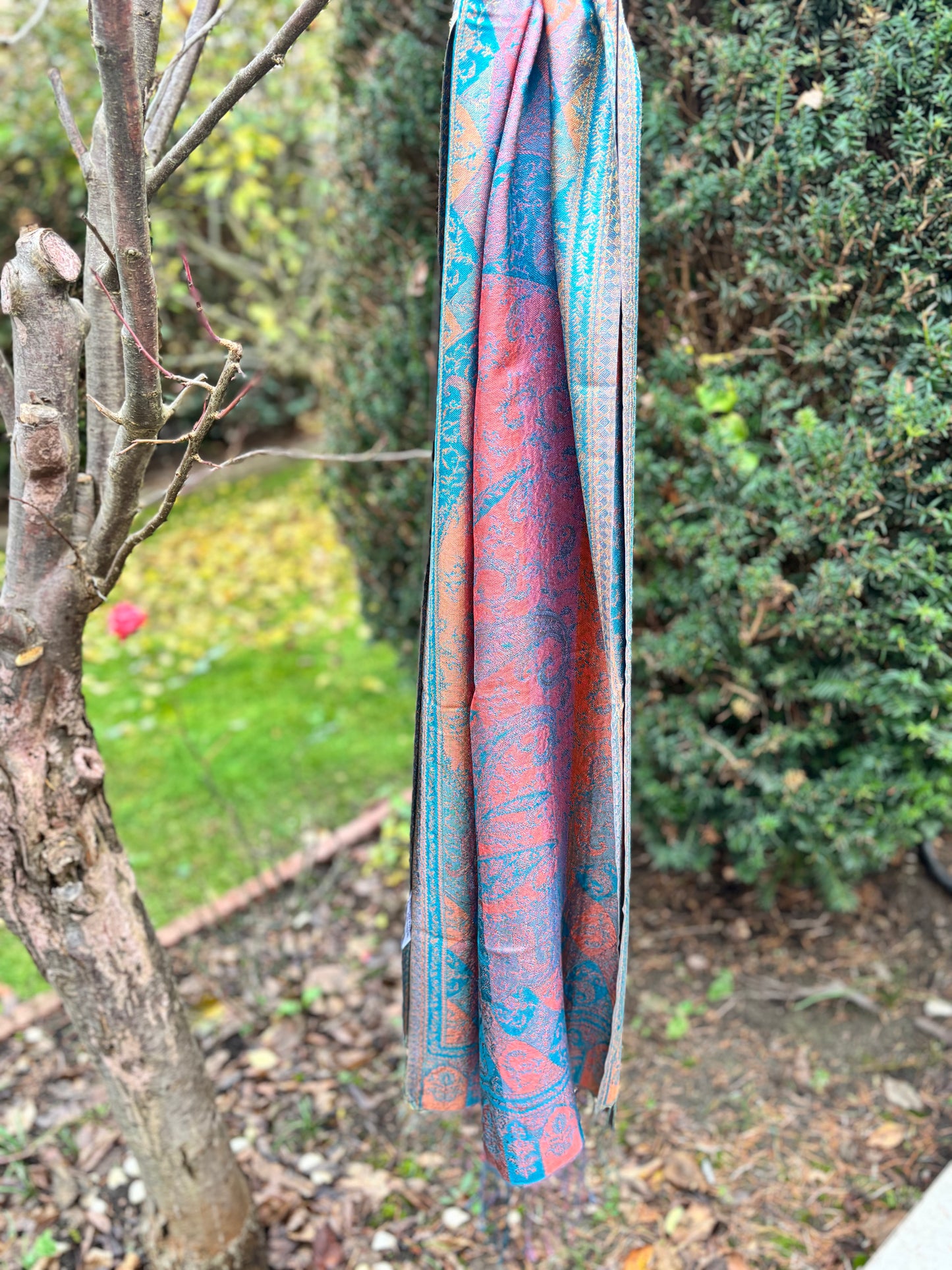 100% Silk Jamawar Scarf – Luxury Fine Silk Wrap – Smooth, Soft, Elegant