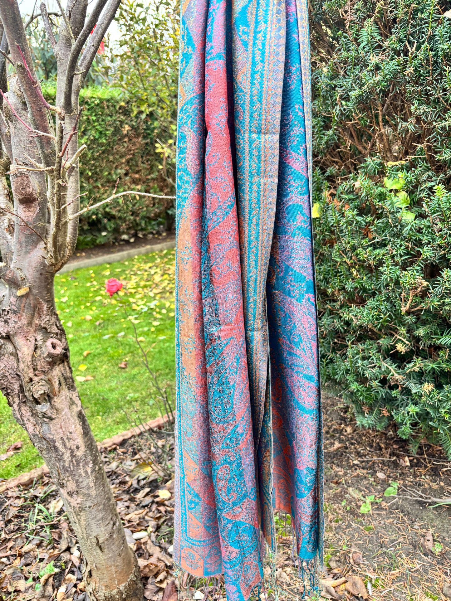 100% Silk Jamawar Scarf – Luxury Fine Silk Wrap – Smooth, Soft, Elegant