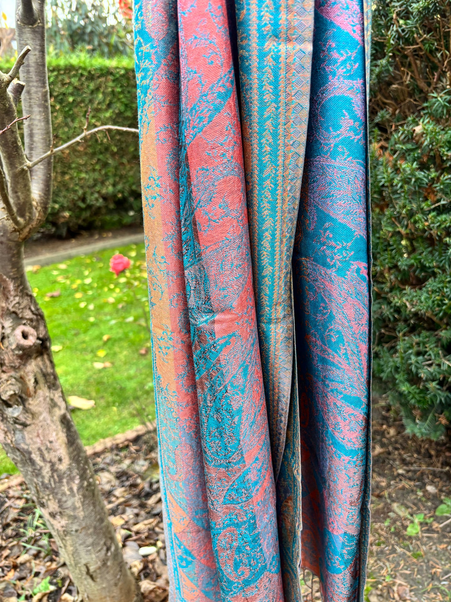 100% Silk Jamawar Scarf – Luxury Fine Silk Wrap – Smooth, Soft, Elegant