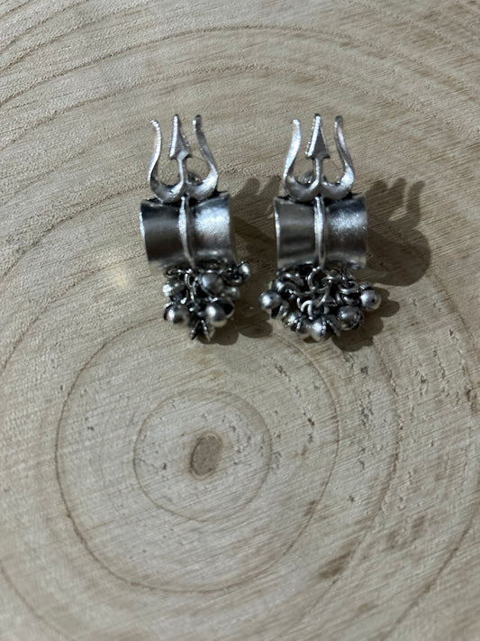 Oxidized Jhumki, with damru and ghunghroo