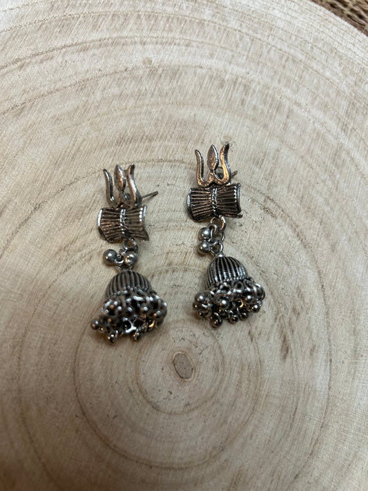 Oxidized Jhumki with damroo and trident