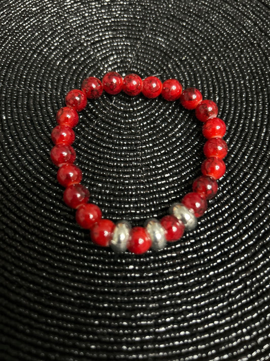 Elegant glass beads bracelet - red