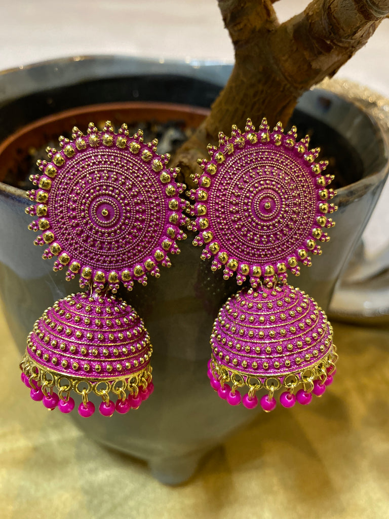 Ohrringe - Contemporary Jhumki in Rosa-Goldene Farben