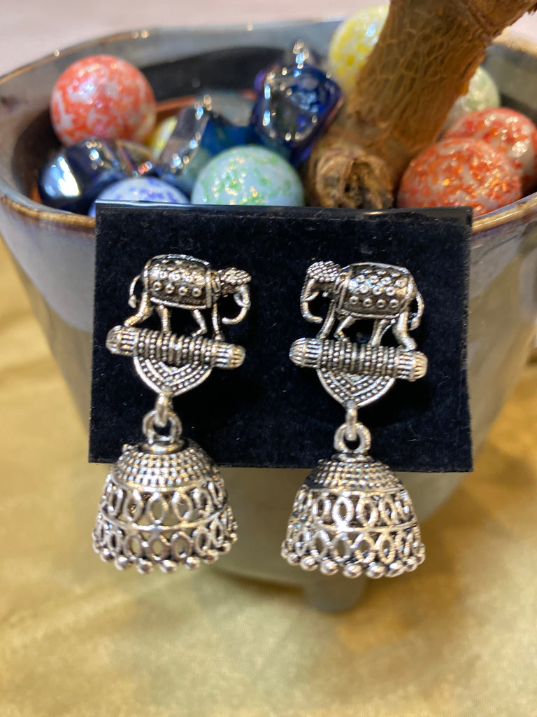 Ohrringe - Oxidized Jhumki Elefant