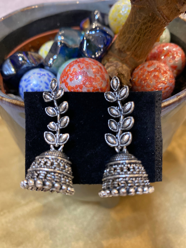 Ohrringe - Oxidized Jhumki Blättern