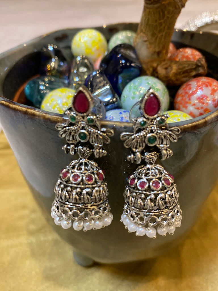 Ohrringe - Oxidized Jhumki