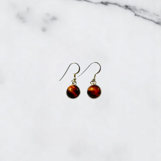 Silver Earrings - Tiger Eye