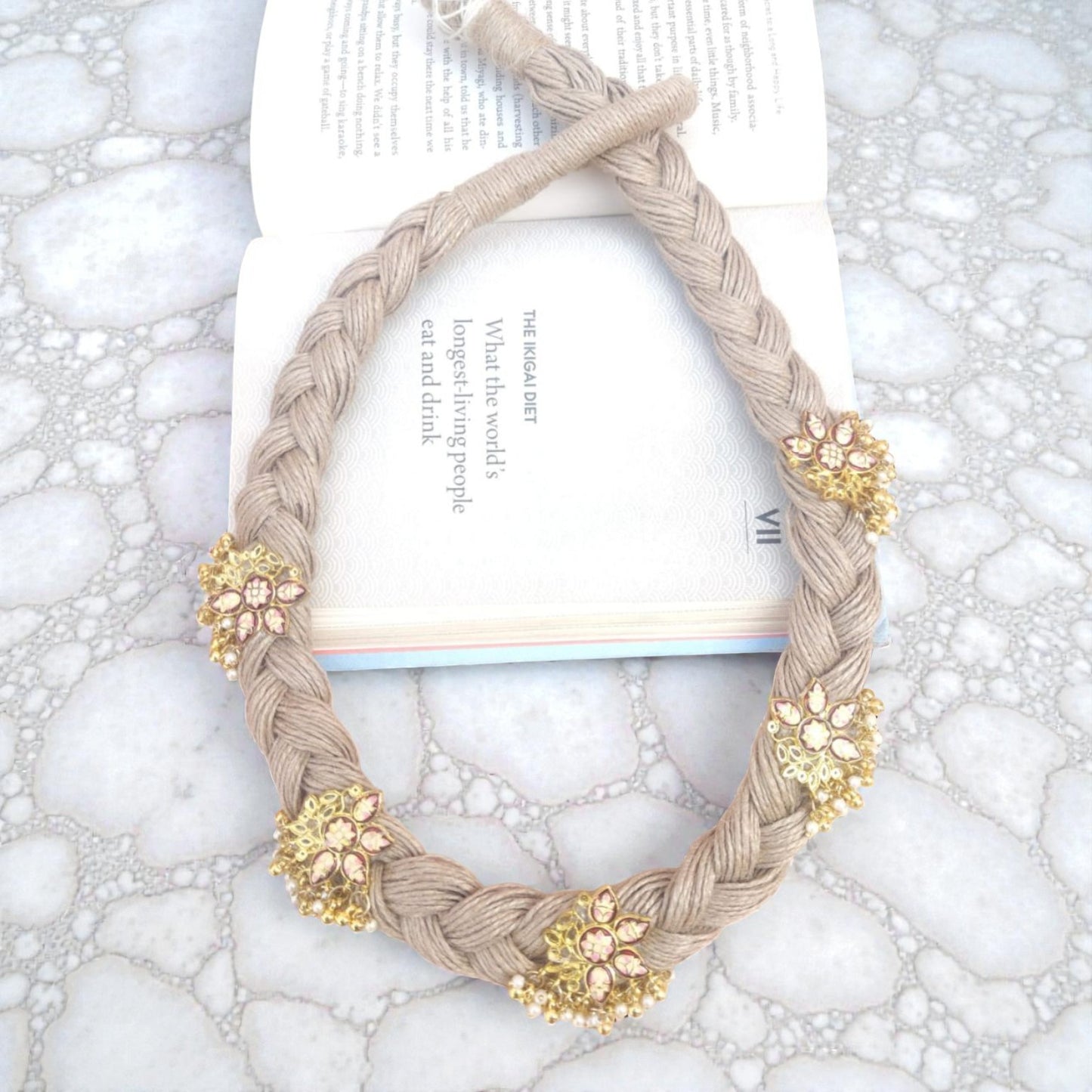 Jute Necklace -  Traditional Beads