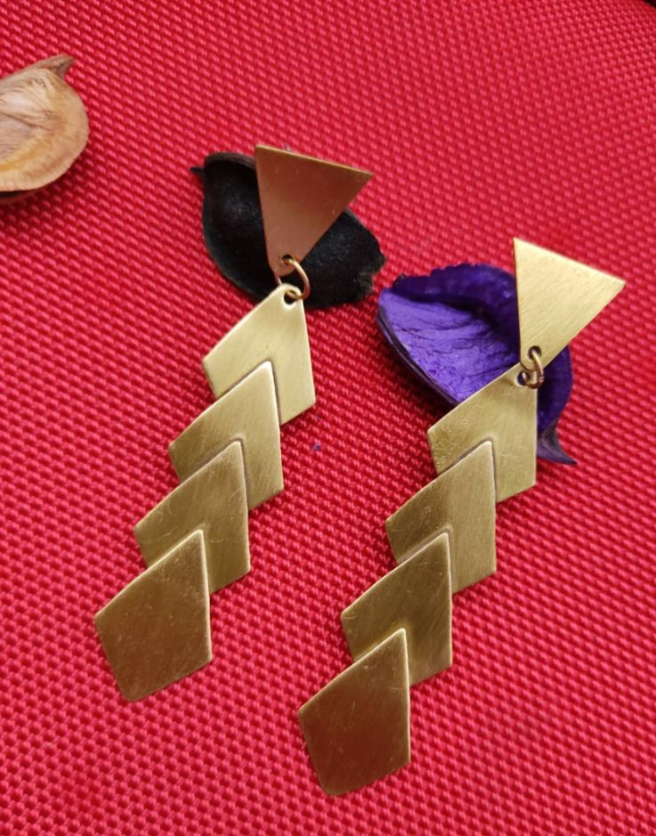 Ohrringe - Messing, Goldene, Drachen und Dreiecksformen