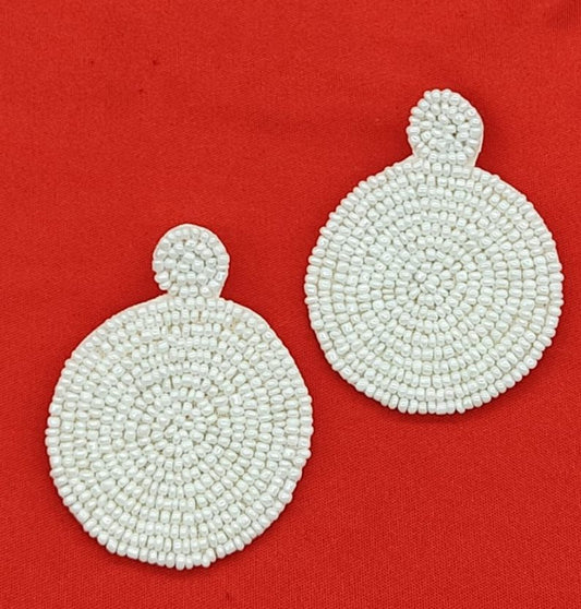 Handmade light weight beaded round earrings