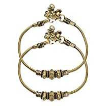 Fusskette - oxidized, Goldene Konzentrische Ringe