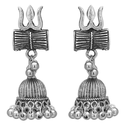 Oxidized Jhumki with damroo and trident