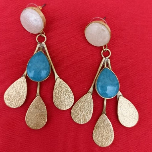 Earrings - ocean blue & white luxe drops