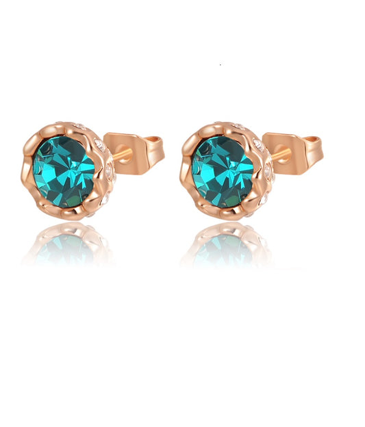 Mini size stud earring with blue faux stone