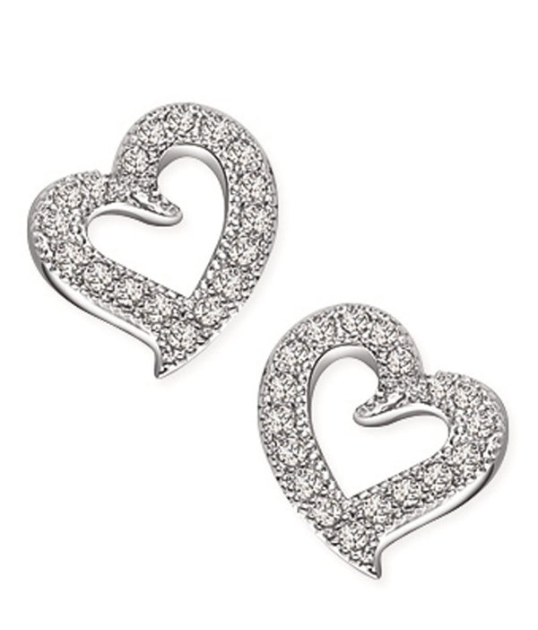 Ohrringe - Heart shape with faux stones, silver colour