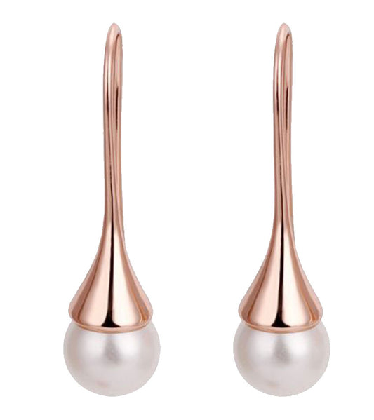 Ohrringe - mini Dangler earring with white pearl-like bead