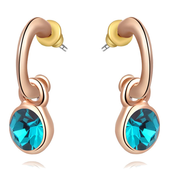 Ohrringe - mini half loop earring with blue faux stone