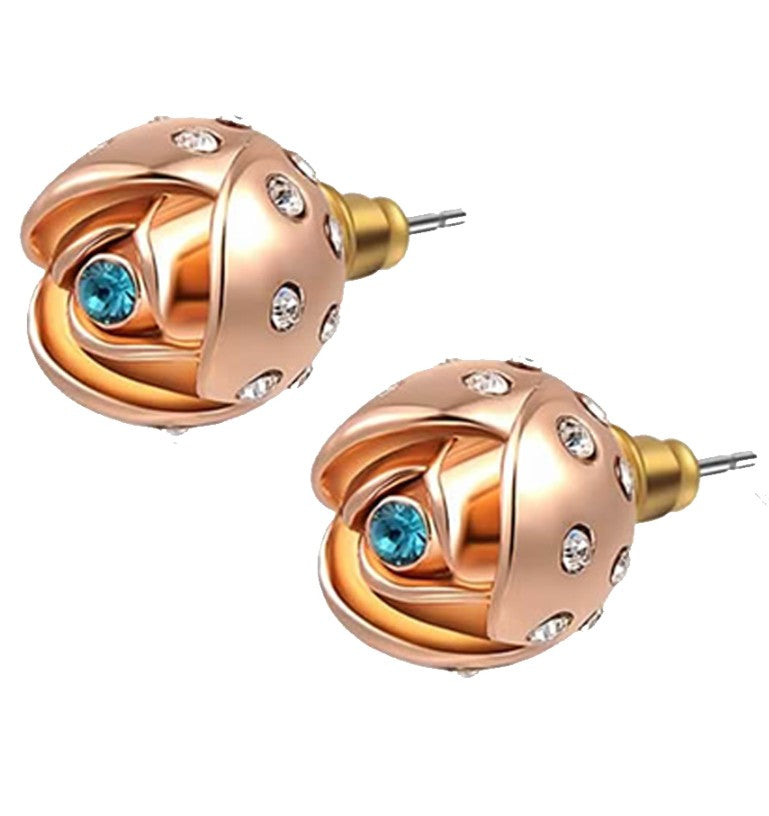 Ohrringe - mini Stud earrings - Rose with blue dot